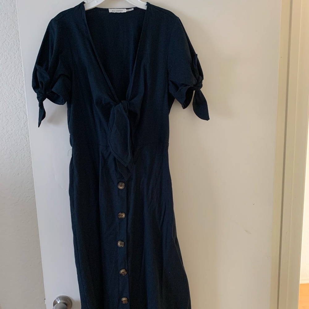 Black midi length dress
